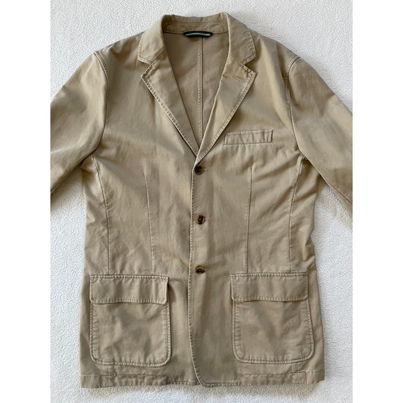 VTG J.Crew Broken-In Chino Blazer Mens LT Khaki Tan Cotton Sport Coat 71642 FA05